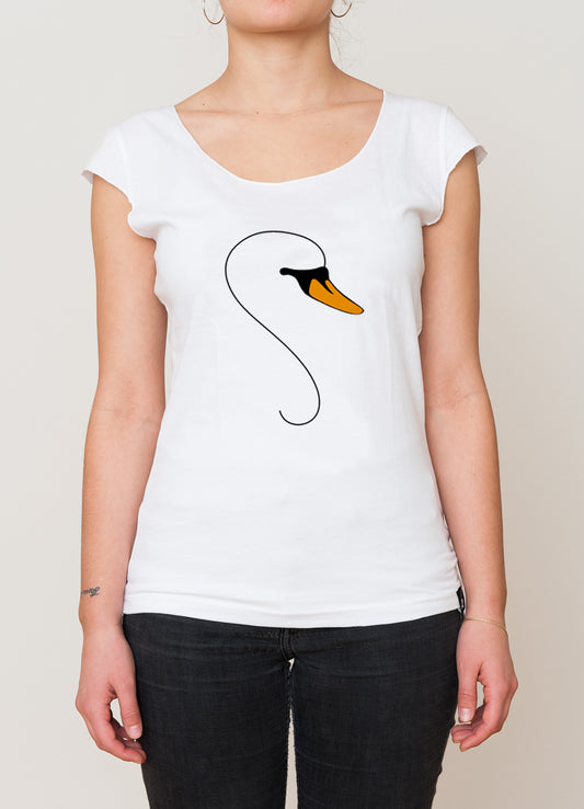 Schwan, T-Shirt, kurzarm, Damen